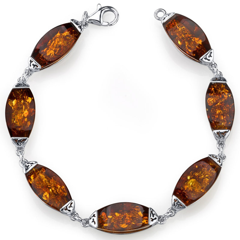 Baltic Amber Gallery Bracelet Sterling Silver Cognac Color