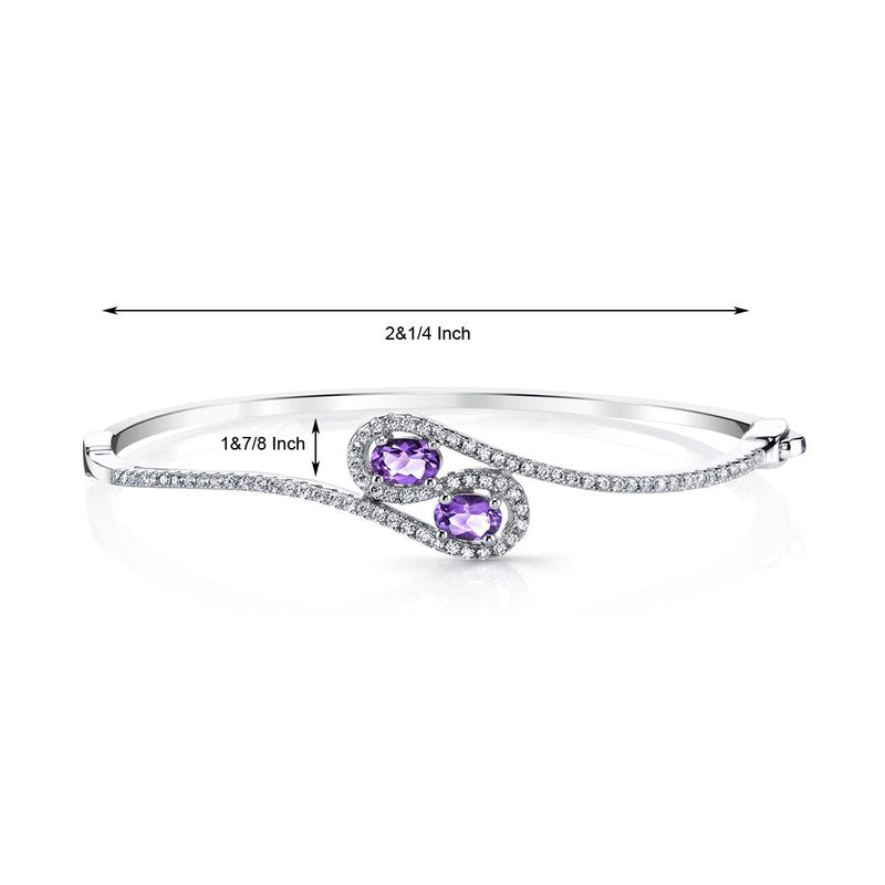 Amethyst Infinity Bangle Bracelet Sterling Silver Oval Shape 1 Carats