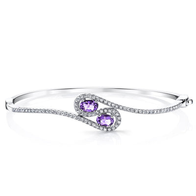 Amethyst Infinity Bangle Bracelet Sterling Silver Oval Shape 1 Carats