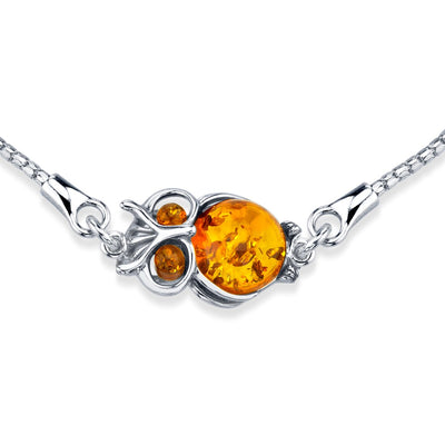 Baltic Amber Owl Sterling Silver Bolo Adjustable Bracelet