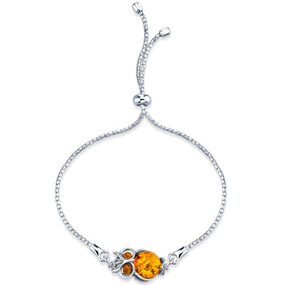 Baltic Amber Owl Sterling Silver Bolo Adjustable Bracelet