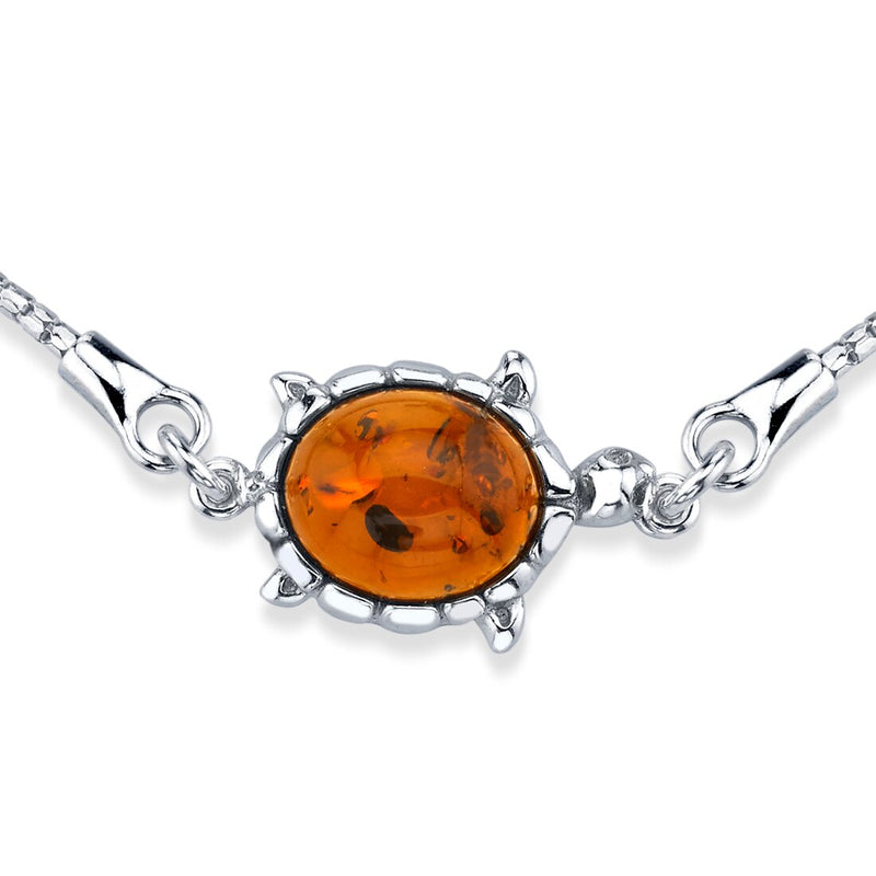 Baltic Amber Turtle Sterling Silver Bolo Adjustable Bracelet