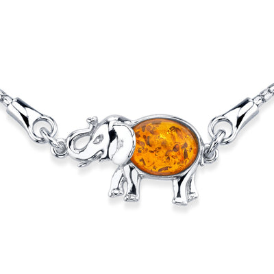 Baltic Amber Sterling Silver Elephant Adjustable Friendship Bracelet