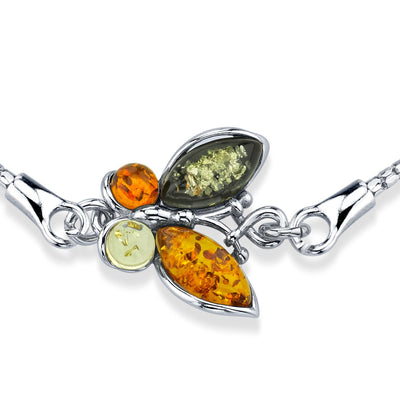 Baltic Amber Butterfly Sterling Silver Bolo Adjustable Bracelet