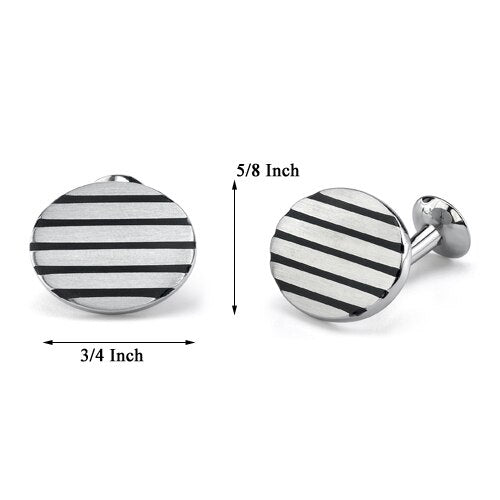 Gentleman-like Elegance: Steel Oval Brushed Finish Cufflinks