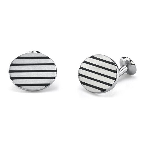 Gentleman-like Elegance: Steel Oval Brushed Finish Cufflinks