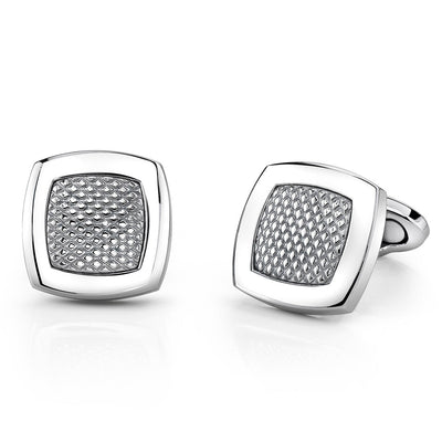 Stainless Steel Cushion Shape Geometrical Pattern Cufflinks