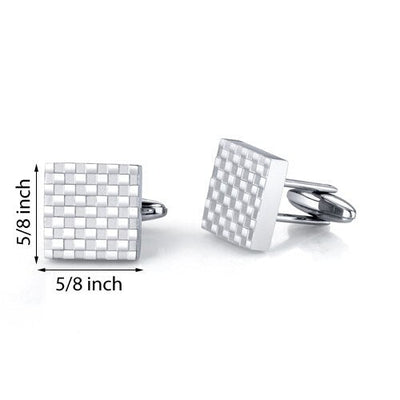 Handsome and Genteel: Steel Checkerboard Square Cuff-links SC1026