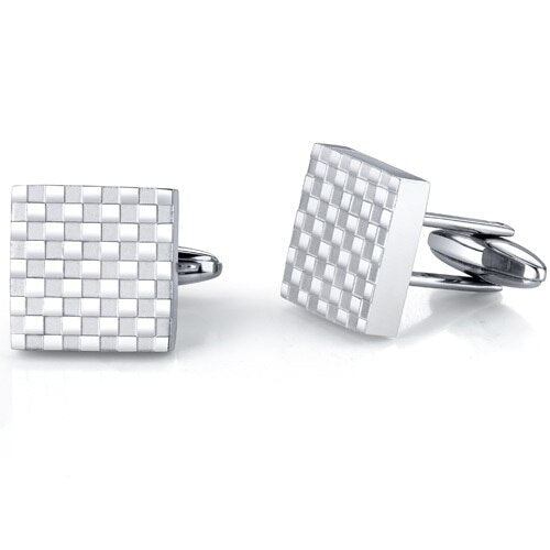 Handsome and Genteel: Steel Checkerboard Square Cuff-links SC1026