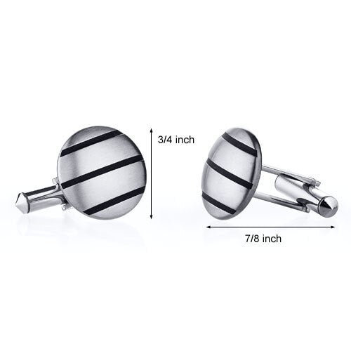 Triple Stripe Brushed Finish Titanium Cufflinks Style