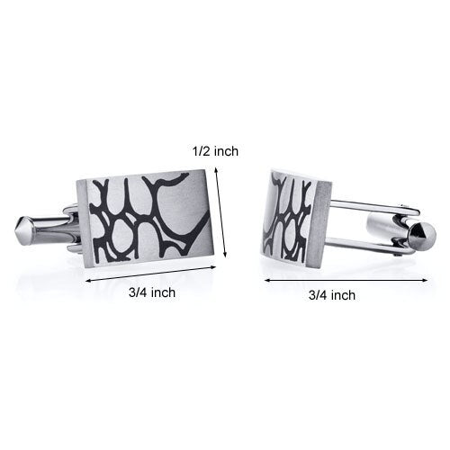 Abstract Squiggle Design Brushed Finish Titanium Cufflinks