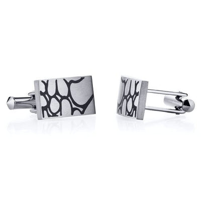 Abstract Squiggle Design Brushed Finish Titanium Cufflinks