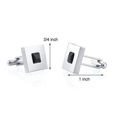 Mirror Finish Onyx Inlay Square Titanium Mens Cufflinks Style