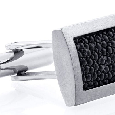 Bubble Texture Rectangular Brushed Finish Titanium Cufflinks