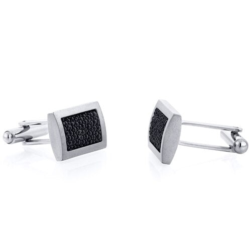 Bubble Texture Rectangular Brushed Finish Titanium Cufflinks