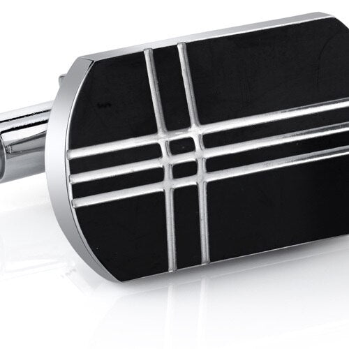 Black Tone Cross Motif Stainless Steel Cufflinks