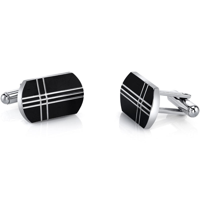 Black Tone Cross Motif Stainless Steel Cufflinks