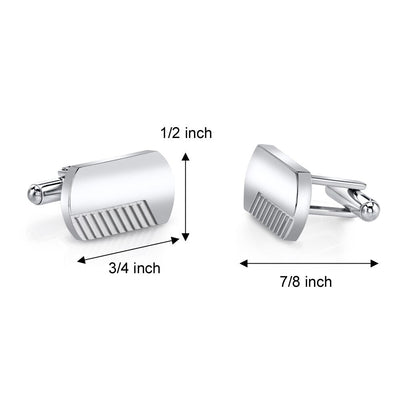 Brushed Finish Razor Cut Stainless Steel Cufflinks