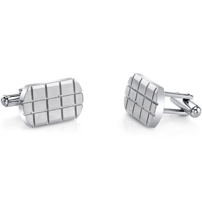 Brick Pattern Brushed Stainless Steel Cufflinks