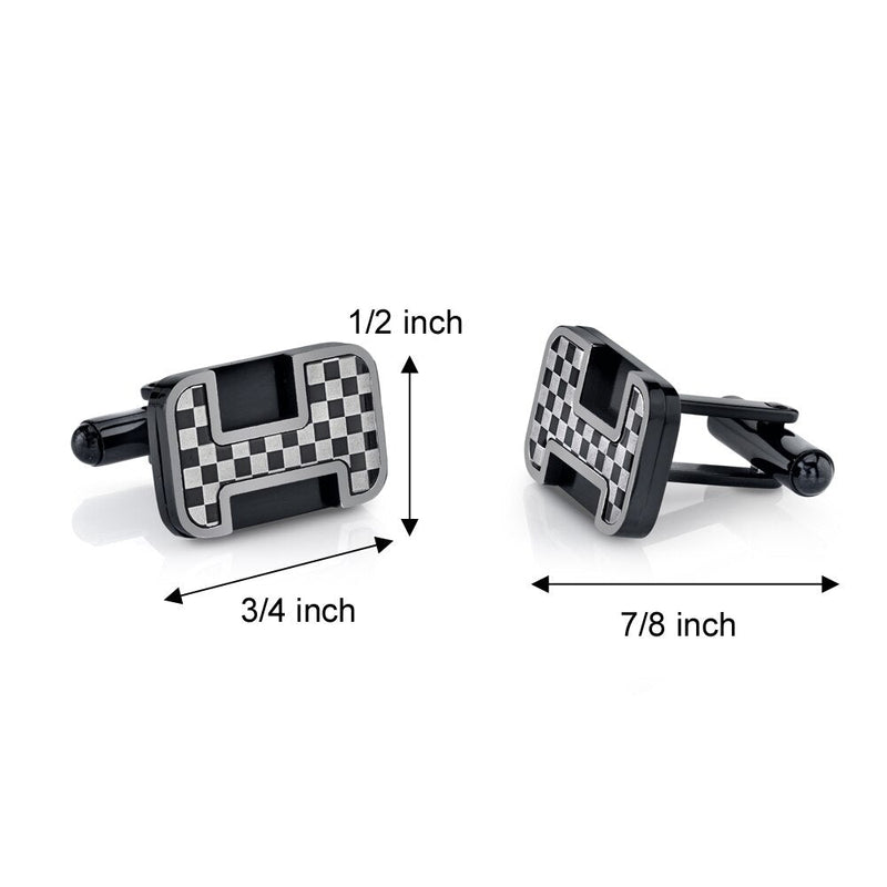 Black Base Chessboard Design Stainless Steel Cufflinks