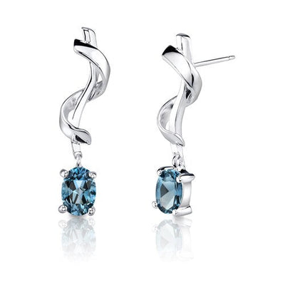 2 cts Oval Cut London Blue Topaz Sterling Silver Earrings