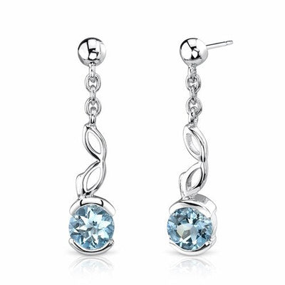 2 cts Round Cut Swiss Blue Topaz Sterling Silver Earrings