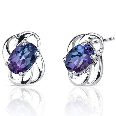 Alexandrite Earrings Sterling Silver Oval Shape 2 Carats