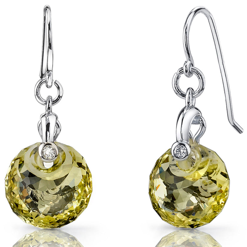 Lemon Quartz Earrings Sterling Silver Snail Cut 7.5 Carats