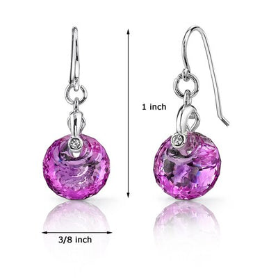 Pink Sapphire Earrings Sterling Silver Snail Cut 10.5 Carats