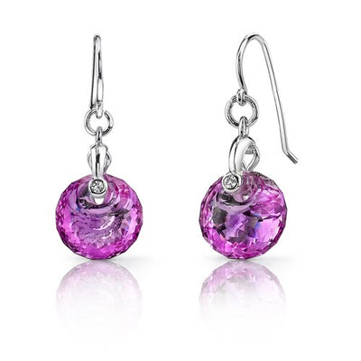 Pink Sapphire Earrings Sterling Silver Snail Cut 10.5 Carats