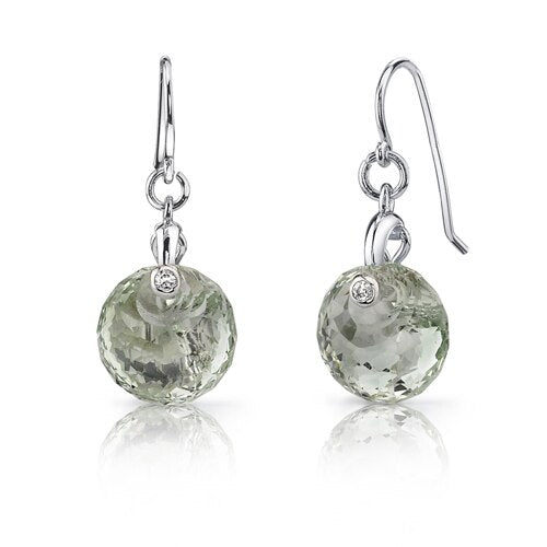 Green Amethyst Earrings Sterling Silver Snail Cut 7 Carats