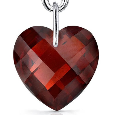 Garnet Earrings Sterling Silver Heart Shape 9 Carats