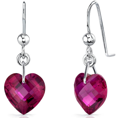 9.50 Carats Heart Shape Ruby Earrings Sterling Silver