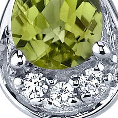 Peridot Earrings Sterling Silver Pear Shape 1.5 Carats