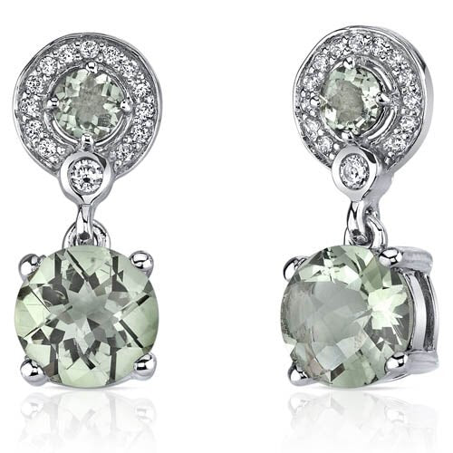 Rose De France Earrings Sterling Silver Round Shape 3.5 Carats