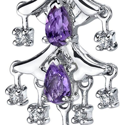 Amethyst Earrings Sterling Silver Pear Shape 4 Carats SE7184 Side