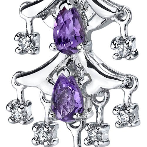 Amethyst Earrings Sterling Silver Pear Shape 4 Carats SE7184 Side
