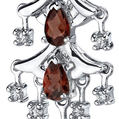 Garnet Earrings Sterling Silver Pear Shape 4 Carats