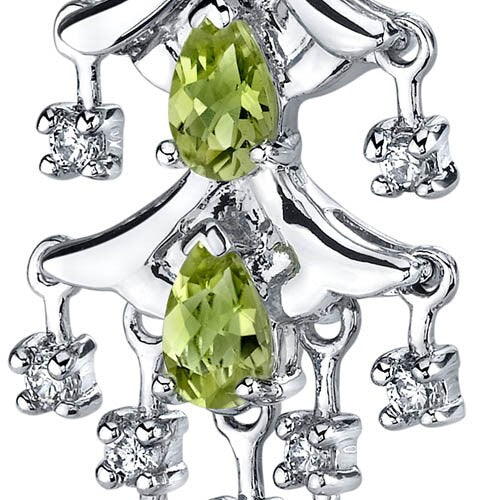 4 Carats Pear Shape Peridot Chandelier Earrings Sterling Silver