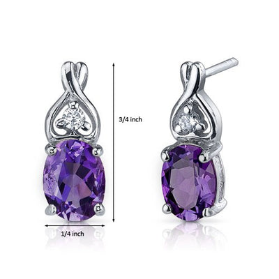 Amethyst Earrings Sterling Silver Oval Shape 2 Carats