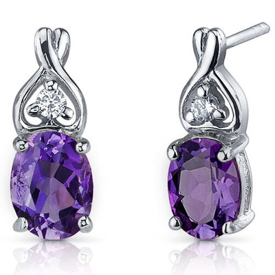 Amethyst Earrings Sterling Silver Oval Shape 2 Carats