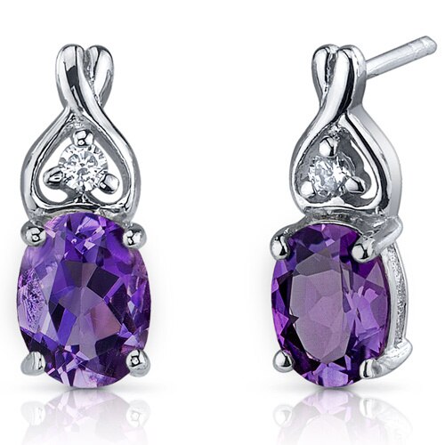 Amethyst Earrings Sterling Silver Oval Shape 2 Carats