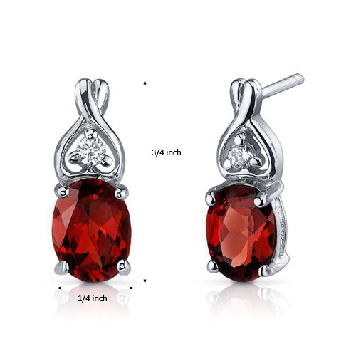 Garnet Earrings Sterling Silver Oval Shape 3 Carats