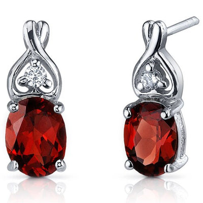 Garnet Earrings Sterling Silver Oval Shape 3 Carats