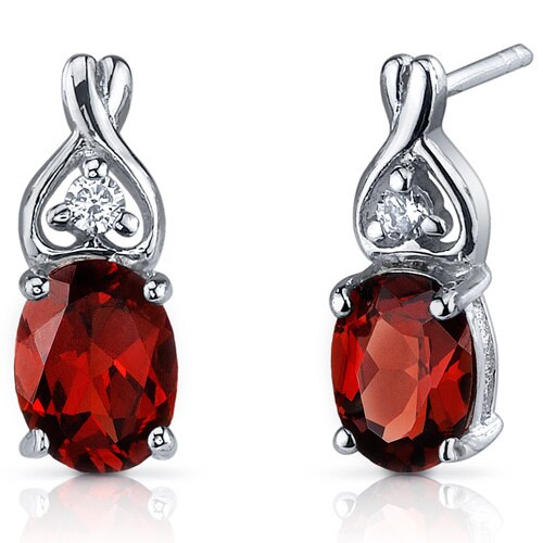 Garnet Earrings Sterling Silver Oval Shape 3 Carats