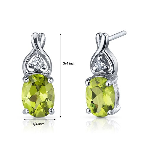 Peridot Earrings Sterling Silver Oval Shape 2.5 Carats