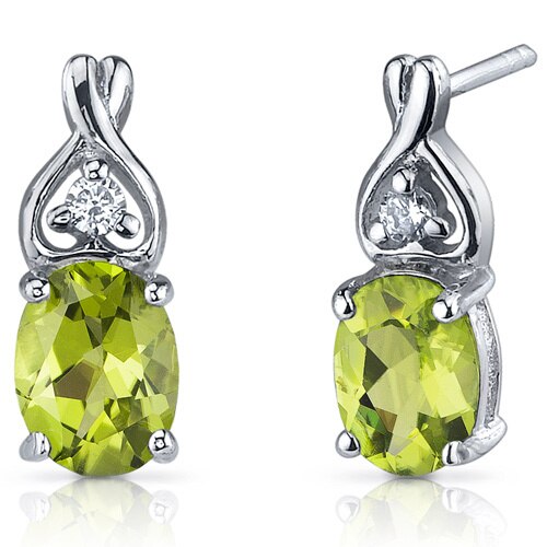 Peridot Earrings Sterling Silver Oval Shape 2.5 Carats