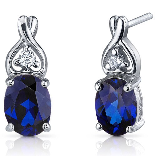 Blue Sapphire Earrings Sterling Silver Oval Shape 3.5 Carats