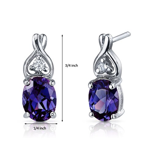 Alexandrite Earrings Sterling Silver Oval Shape 3.5 Carats