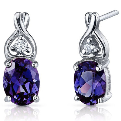 Alexandrite Earrings Sterling Silver Oval Shape 3.5 Carats